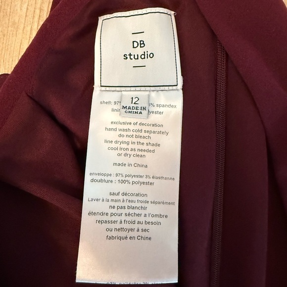 David’s Bridal Burgundy Wine High Low Dress Pockets sz 12 - Picture 4 of 7